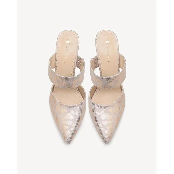 New Bella Women's Gold Leopard Vintage Stiletto Pointed Closed Toe Stylish Pumps - Picture 7 of 7